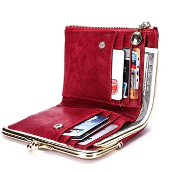

New Luxury Brand Metal Buckle Short Wallet Pu Leather Trifold Wallets Women Small Coin Purse Candy Ladies Card Holder Gift