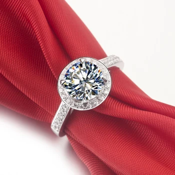 

18Karat Gold Ring 1 CT Excellent Genuine Gold Ring Synthetic Diamant Wedding Ring Women White Gold Stunning Ring For Girl