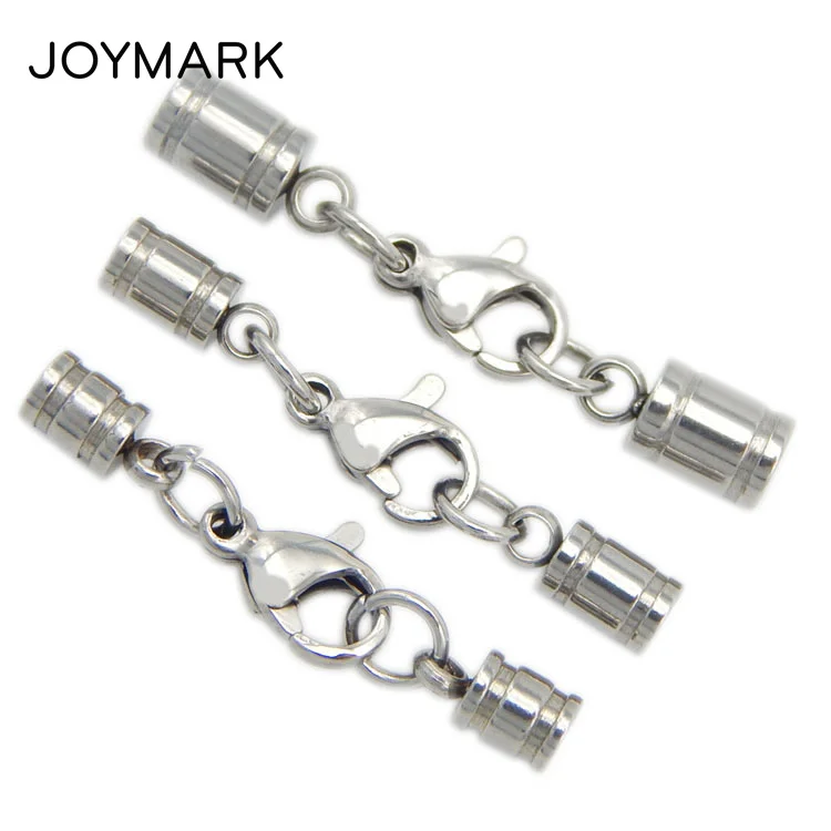 

6 Sizes 2.2mm-6.0mm Stainless Steel Barrel Shape Round Cord End Caps Lobster Clasps Set DIY Jewelry Accessory Findings BXGC-054