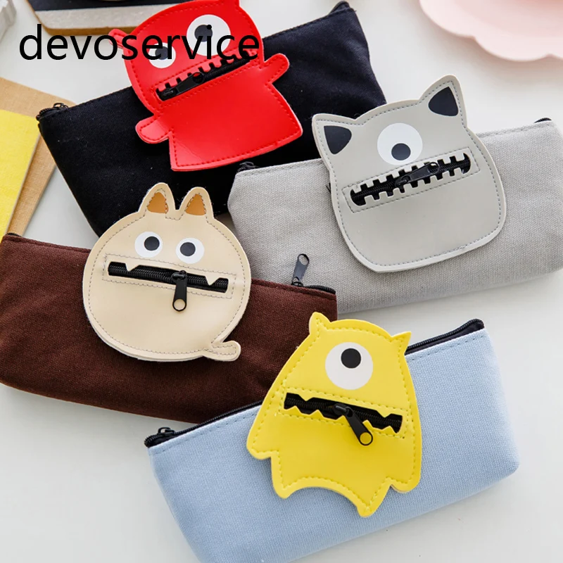 

Funny Canvas Monster Pencil Case For Girls Boys School Supplies Stationery Estuches Cute Pencil Box Pencilcase Kids Pencil Bag