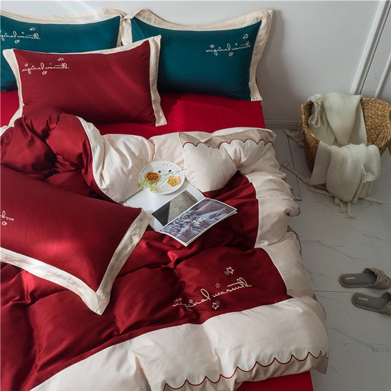 RUIYEE brand comfortable bedding sets 60s embroidery luxury Queen king