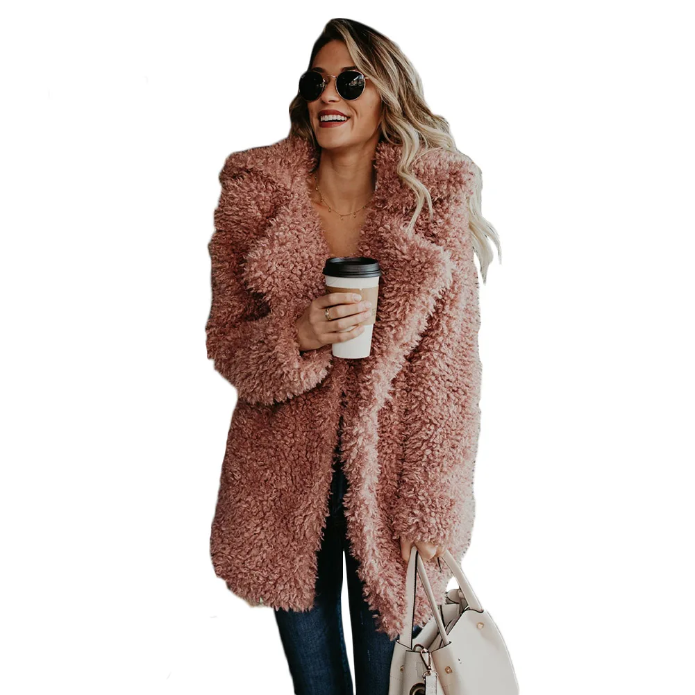 YJSFG HOUSE Brand Womens Faux Fur Coats Long Sleeve Ladies Faux Fur