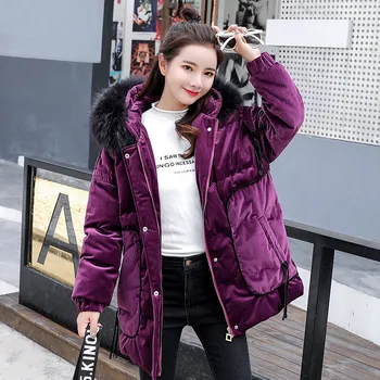 

New Large size Women Jacket Winter Hooded Big Fur Collar Warm Short Coats Female Parkas Outwear High Quality Jaqueta Feminina