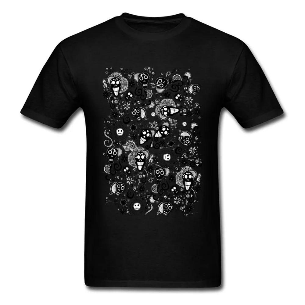 Design Birthday Summer Fall Cotton Fabric Round Collar Mens Tees Europe Clothing Shirt 2018 New Fashion Short Sleeve T Shirts Happy Mexican Day of the Dead black