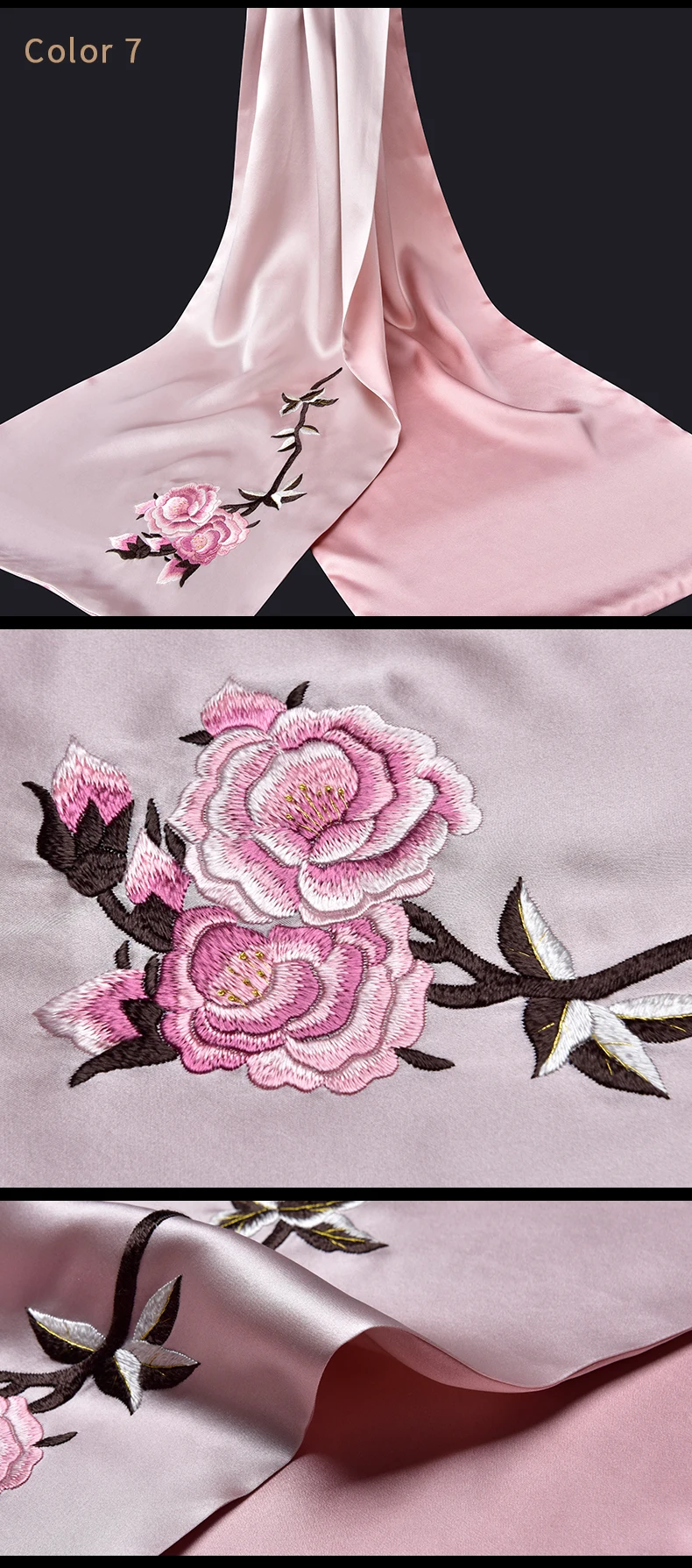Ханчжоу Pure шелковый шарф Luxury 16 мм шелка ручной работы вышитые шали и палантины для Для женщин натуральный Настоящие шелковые шарфы