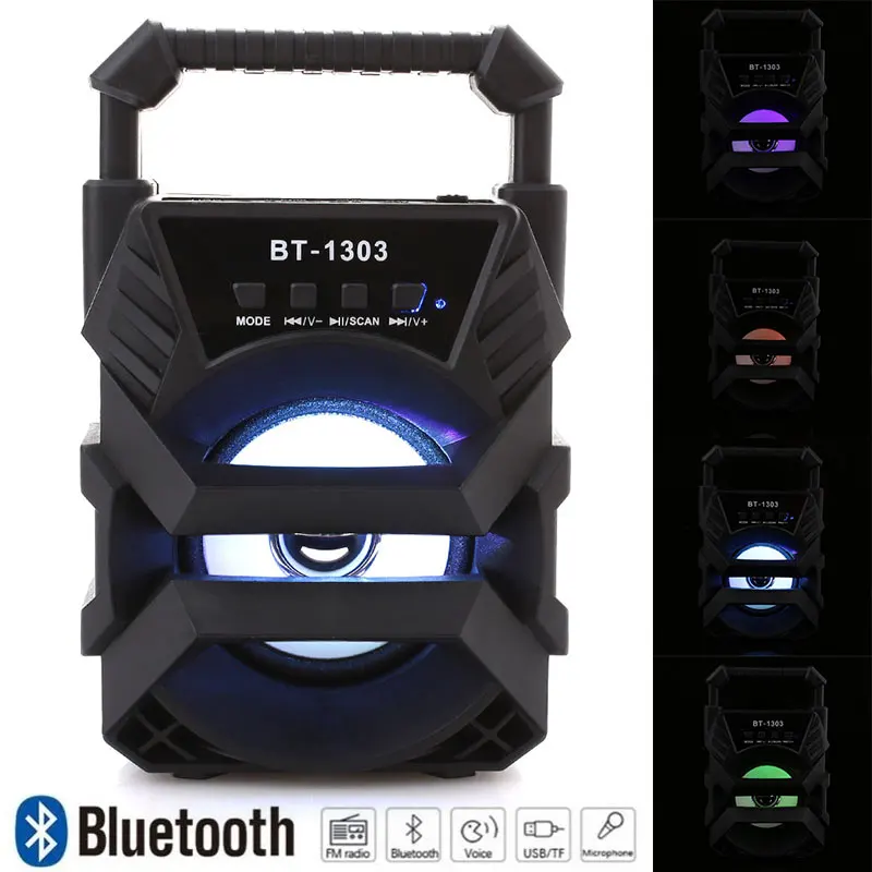 

Portable Wireless Bluetooth Speaker Large Size Stereo FM Radio LED Light Waterproof Portable Outdoor Speaker Support TF Card