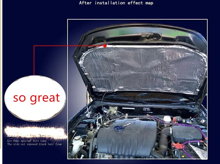Aluminum Foil car Heat Insulation Cotton Fuel Cap for Engine 140*110cm + Deadener Sound