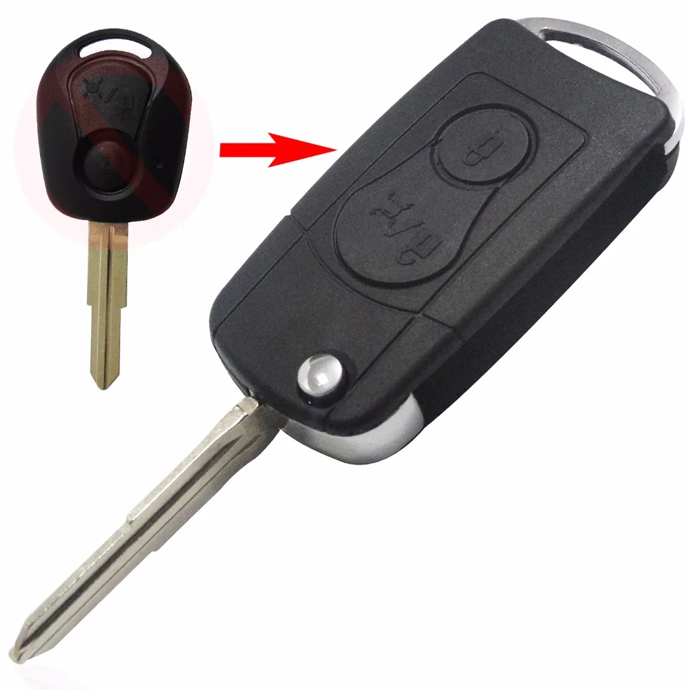 

Uncut Blade 2 Button Modified Remote Key Shell Fob Case Cover For Ssangyong Actyon SUV Kyron Flip Remote Key Case Shell