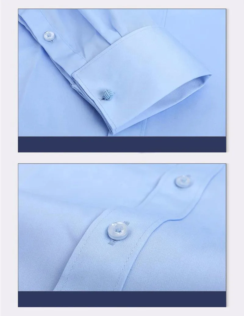 mens short sleeve white shirt High Quality 2021 Brands New Regular Fit Shirts for Men Business Long Sleeve Cufflink Cotton Solid Color Camisas De Hombre mens short sleeve dress shirts