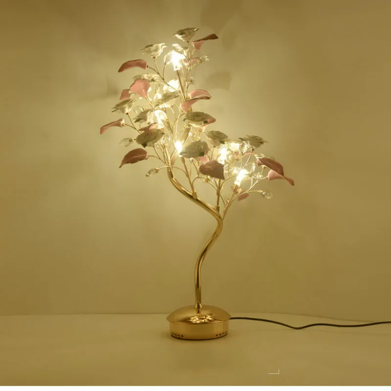 

French style led crystal tree Table Lamp for dining room Ceramic lamp for Living Room girl's Bedroom Wedding Crystal table light