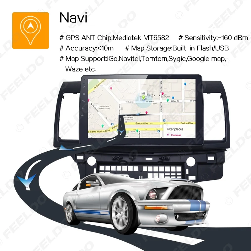 Best FEELDO 10inch Bigger HD Screen Android 6.0 Quad Core Car Media Player With GPS Navi Radio For  Mitsubishi Lancer EX 11