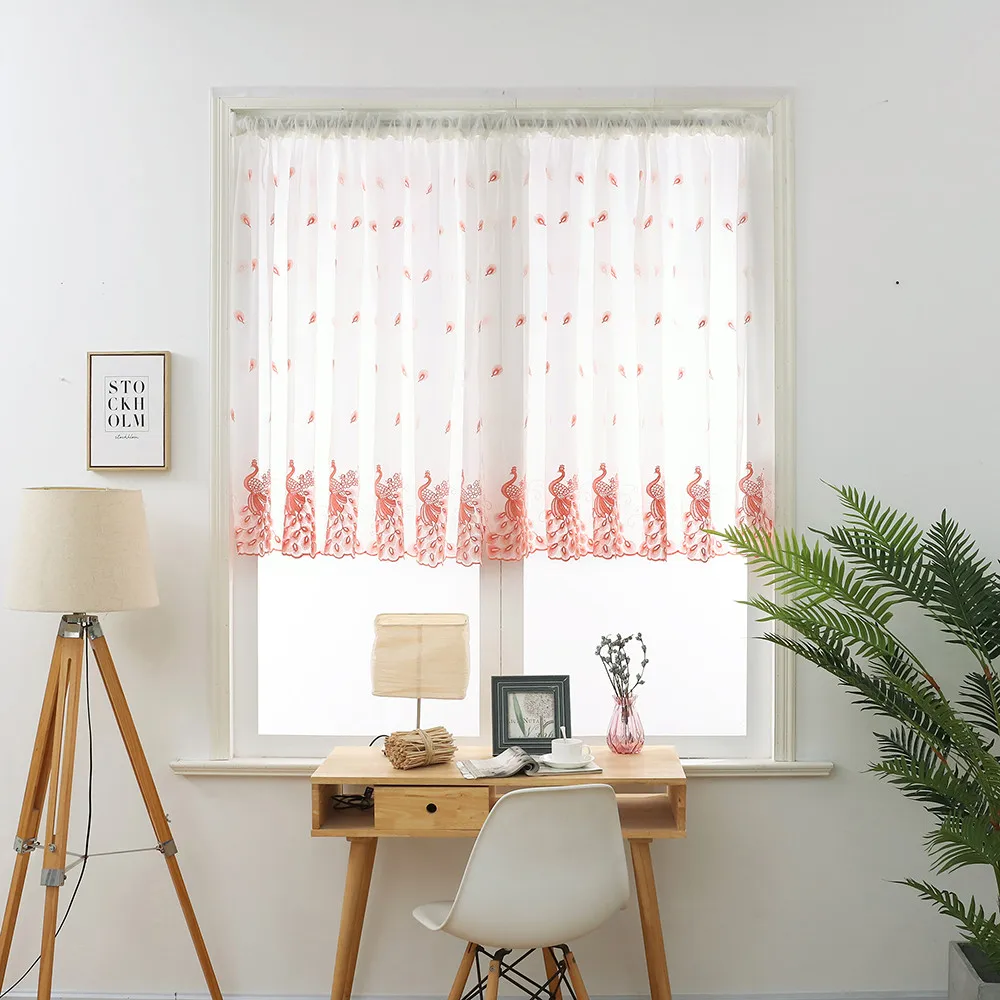 

American style jacquard floral design window curtain sheer for bedroom tulle fabric living room modern ready made short mashura