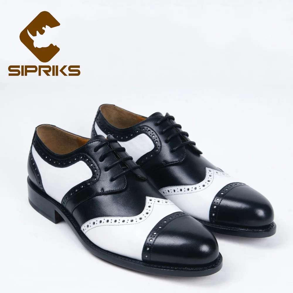 Herren Spectator Schuhe Schwarz Weiss