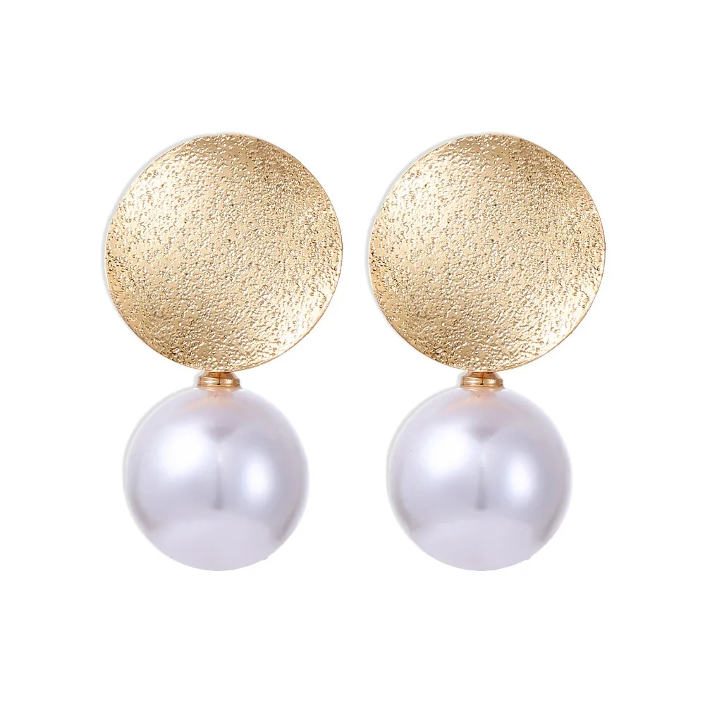 

KMVEXO Fashion Simulated Pearl Ball Drop Earrings For Women Korean Statement Metal Earring Jewelry Bijoux Gift 2019 New Earing
