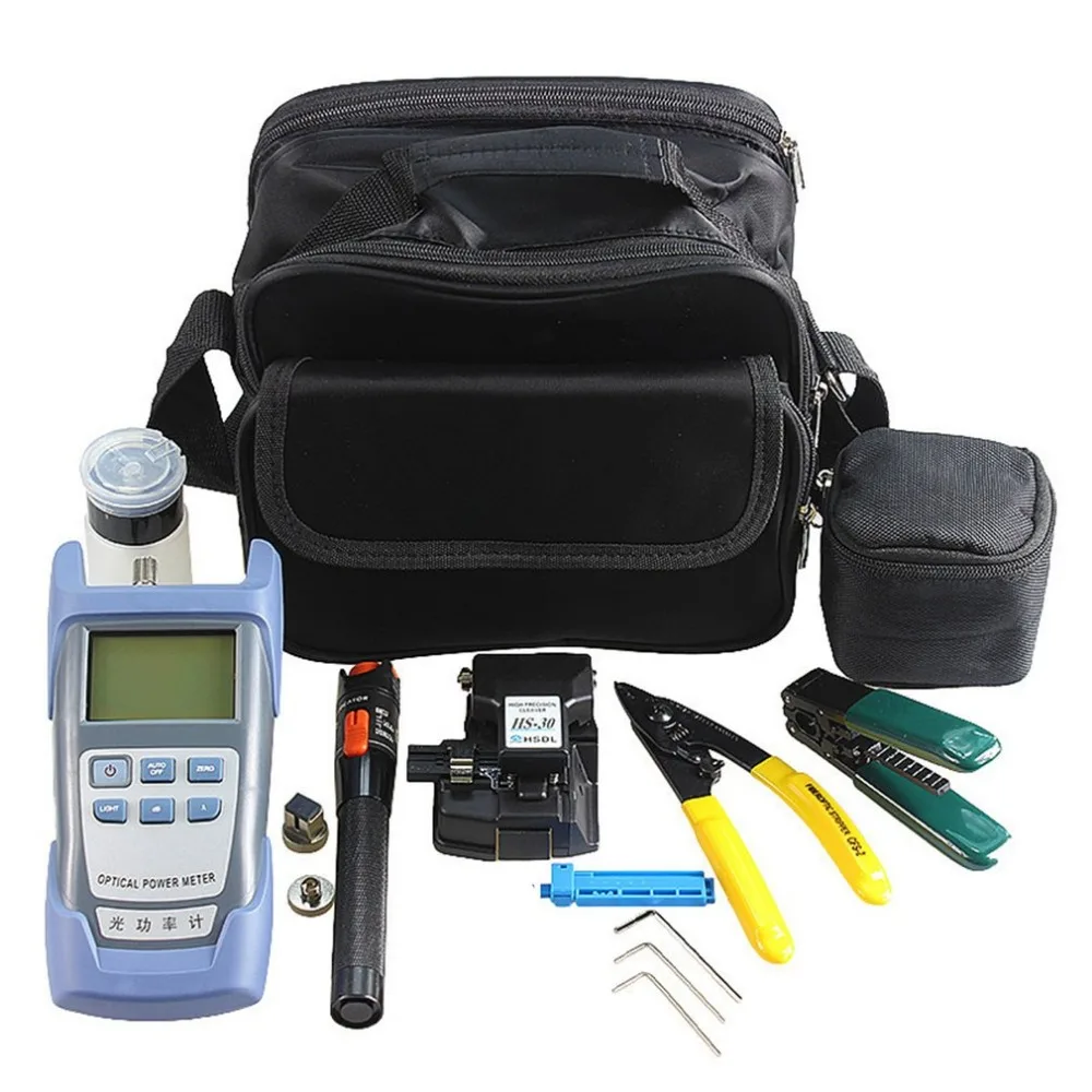 

Fiber Optic FTTH Tool Kit with HS-30 Fiber Cleaver Optical Power Meter 10km Visual Fault Locator SETS
