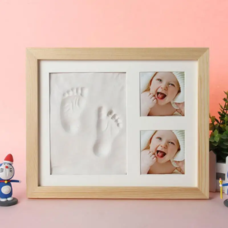Руки ребенка и форма ноги руки и след органов высокое-Класс массивная деревянная рамка для фото с крышкой отпечатков пальцев грязи комплект Рождественский подарок
