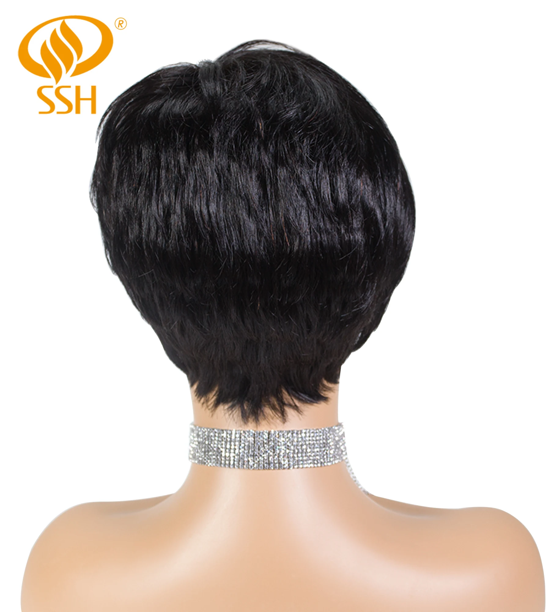 SSH короткие человеческие волосы Искусственные парики Волнистые бразильский волосы remy часть парик для черный/белый для женщин