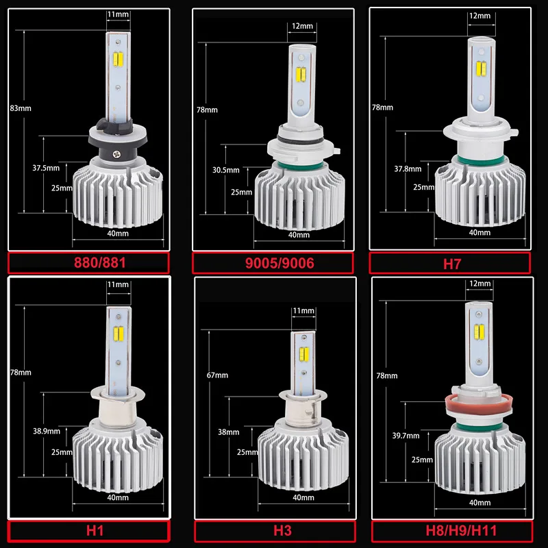 Uttril Canbus H4 H7 светодиодный 3 цвета фары H8 H9 H11 H1 H3 9005 9006 880 881 H27 3000K 4300K 6000K автомобиля светодиодный лампы 80 Вт 8000LM 12V