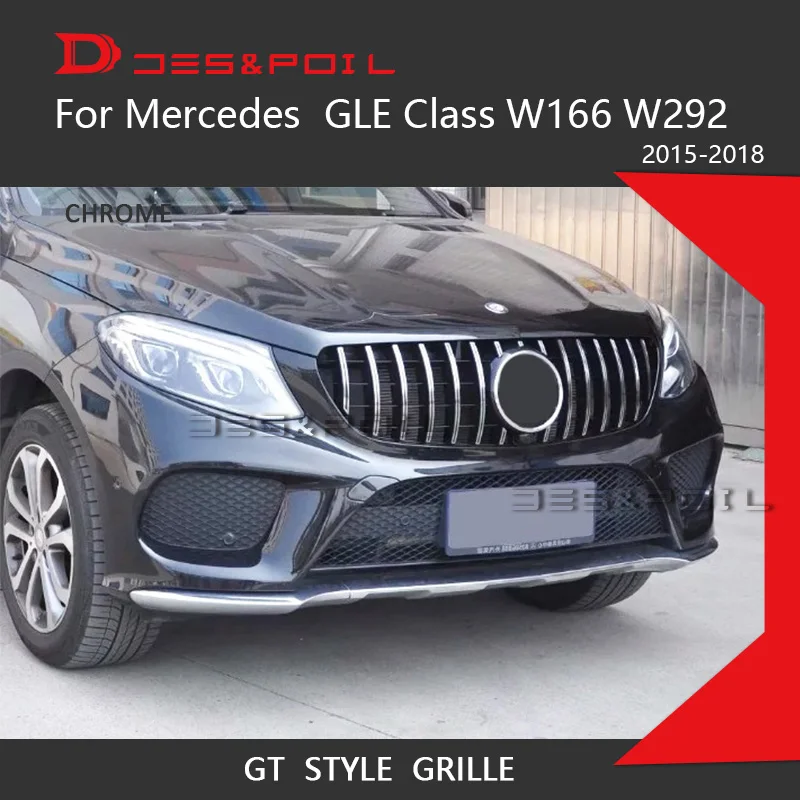 Gt R Grille For Mercedes Benz Gle Class W166 W292 Coupe 4matic Suv Chrome Front Racing Grill 2015 2018 Gle300 Gle320 Gle350