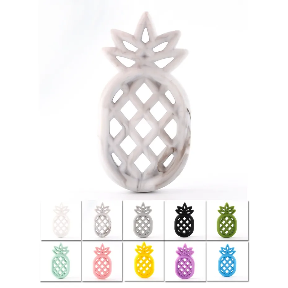 

Bite Bites Marble Silicone Teether Pineapple Shaped Necklace Pendant DIY Making Bracelet Accessorise For Mommy Baby Teether