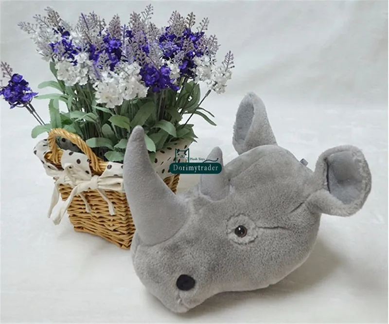 Dorimytrader Pop Anime Realistic Animals Heads Elephant Fox Panda Deer Rhinoceros Plush Toys Animal Wall Hanging Nice Home Decoration Doll DY61780(16)