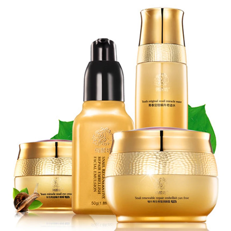 

4PCS/Set Whitening Snail Cream Skin Care Set Moisturizing Essence Lotion Eye Cream Face Lift Firming Cream With Snail Face Care