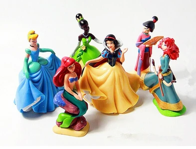 

1 Set Retail 6pcs/set Princess Snow White Ariel Cinderella Merida Mulan PVC Action Figures Model Toys Dolls Free Shipping