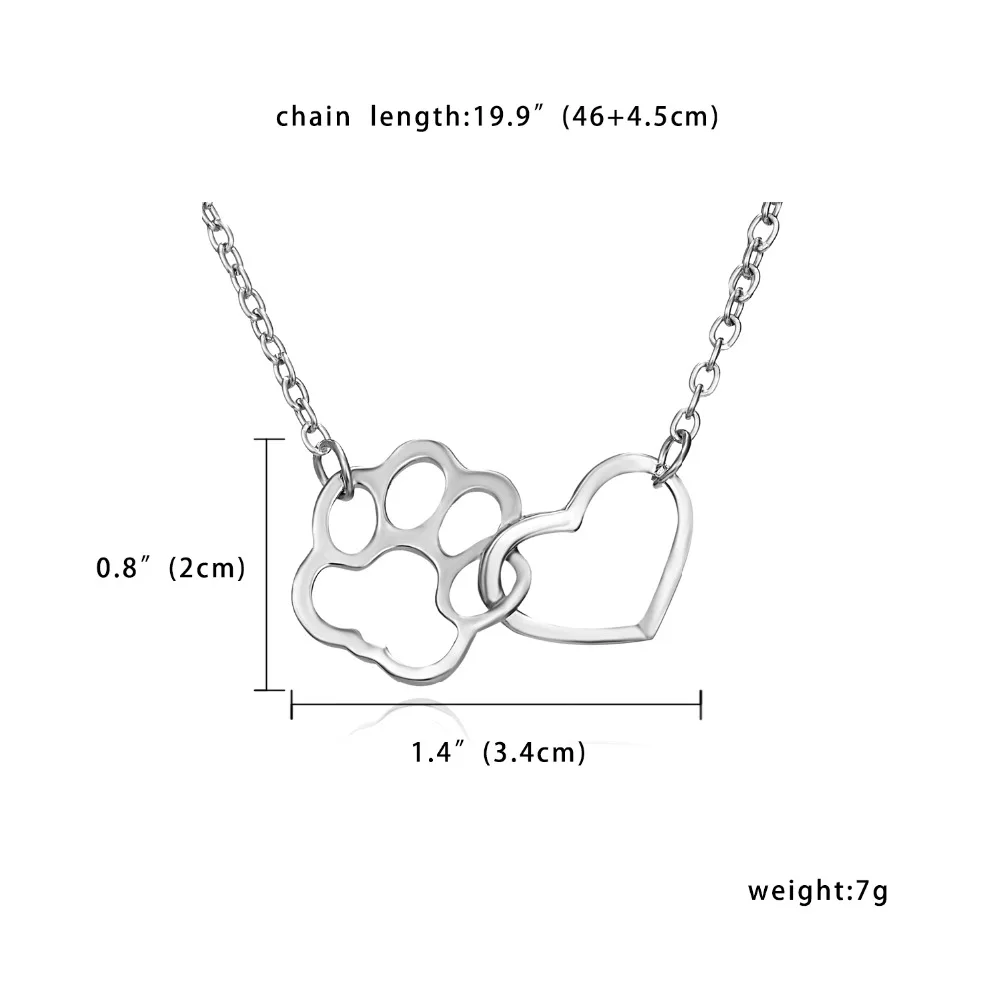 Милое ожерелье в виде лапы животных золотое сердечко серебряного цвета полые собачьи лапки для домашних животных ожерелье s& Подвески для женщин ювелирные изделия подарки