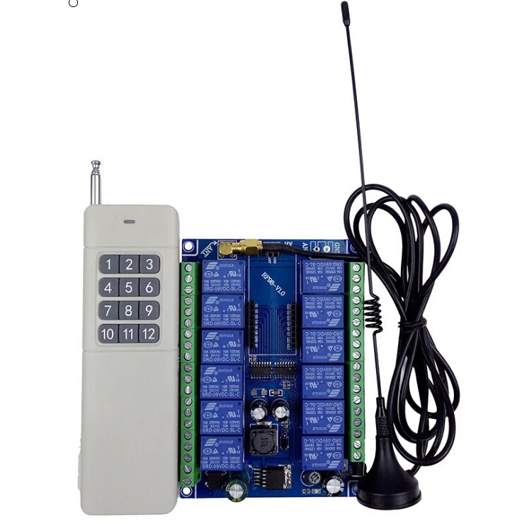 DC 12V 24V 36V 48V 10A 12CH RF беспроводной пульт дистанционного управления 1000 m сельское