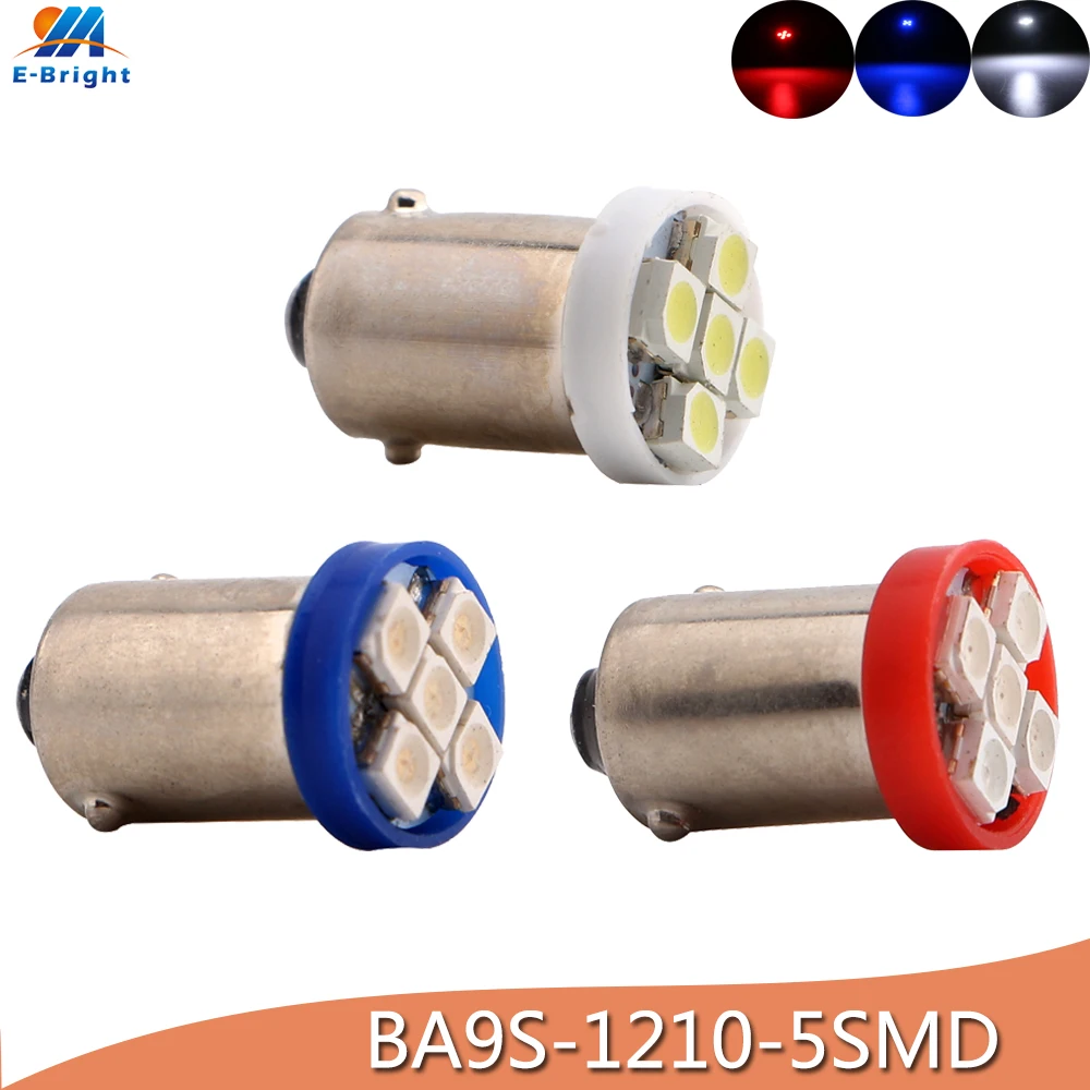 500 шт./лот 12 V BA9S 3528 1210 5 Автомобильный светодиодный SMD Интерьер Чтение обратный конец, сигнализирующий фонарь Габаритные огни