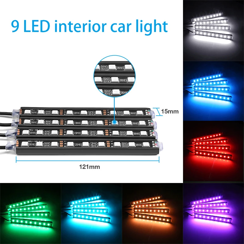 Yimeis 4 шт./компл. 9 светодиодный s RGB светильник полоска беспроводной пульт