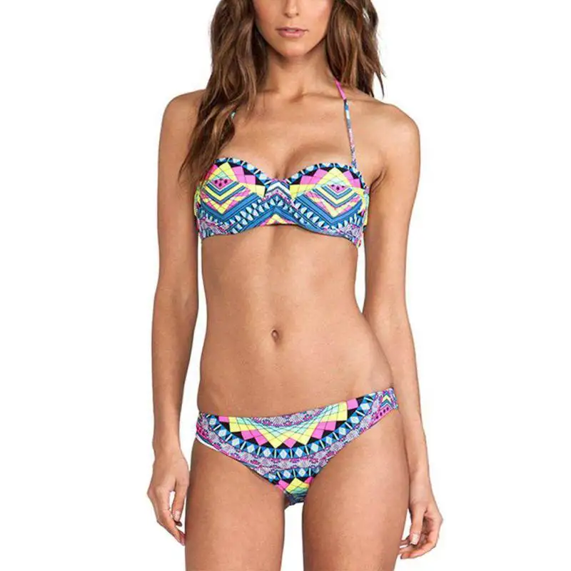 hot sexy costumi da bagno delle donne di stampa retro stampa floreale bikini set costume da