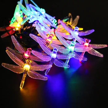 

Dragonfly Solar Led String 480CM 20Leds with solar panel indoor Outdoor Waterproof Garden square party wedding chrismas decor