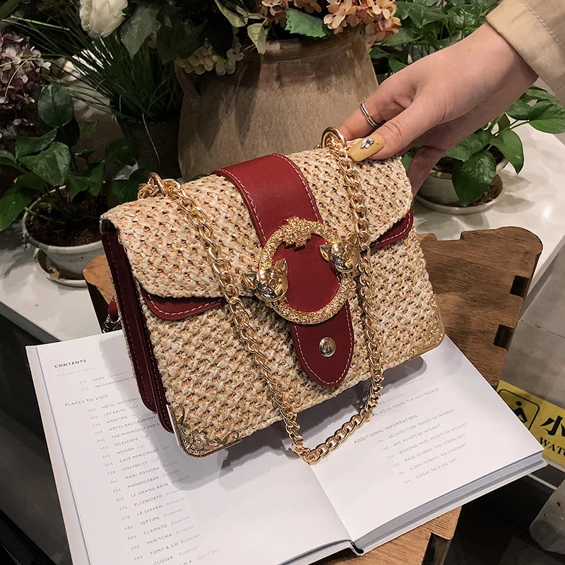 

Brand Originality Design Beach Style Weaving Messenger Female Joker Bag 2019 NEW Fashion Commuter Bag Shoulder Chain Square Bag