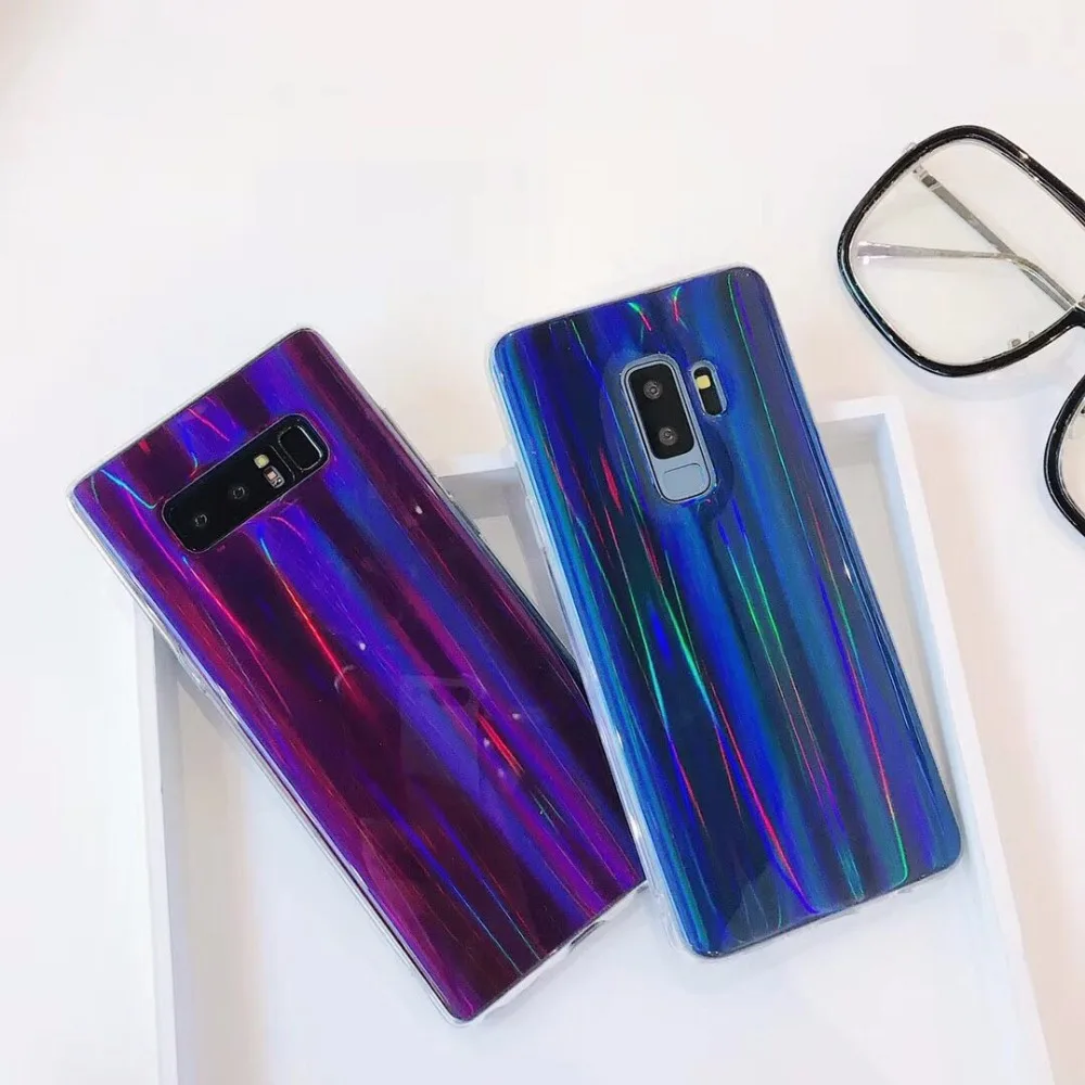 Роскошный лазерный Мягкий силиконовый чехол для телефона для samsung galaxy note8 s9 s9plus s8 s10 plus s7 edge s8plus ремешок на цепочке через плечо