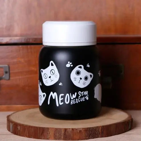 350 мл мультфильм милые кошки вакуумный термос ребенок бутылка для воды из нержавеющей стали чашки-фляги кружка детский подарок - Цвет: color-1