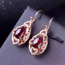 Натуральный Красный Гранат Камень Висячие серьги 925 серебро натуральный драгоценный камень Висячие индивидуальные серьги для юбилея