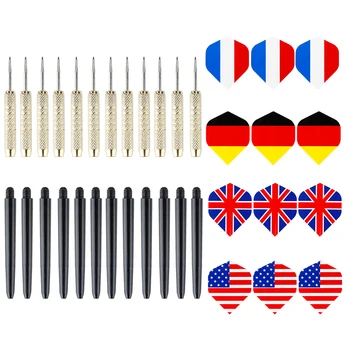 

12 PCS High-end Professional Game Club Dedicated Wearable Anti-fall Darts Needle Throwing Tip Patterned National Flag