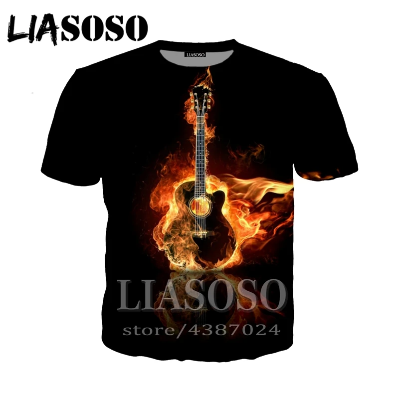 LIASOSO, аниме, 3d принт, футболка для мужчин и женщин, модная гитара Харадзюку, футболка, музыкальная футболка, Забавные футболки, homme, футболка D830 - Цвет: 13