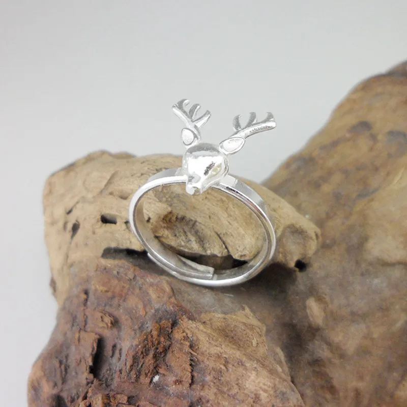 

Women Rings Northern Europe Reindeer Deer 999 Sterling Silver Jewelry Cute Girl 004 Ring Christmas Day Gift Fashion Norway