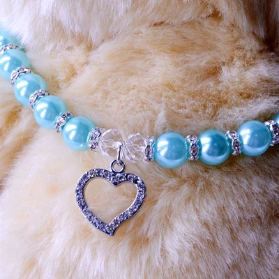 Щенок ожерелье для домашних животных для собак горный хрусталь корона сердце Чихуахуа пуделя кошки щенков породы маленькие животные ювелирные изделия Уход Аксессуары - Цвет: Blue Heart