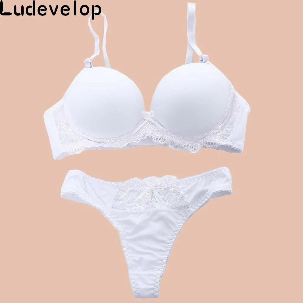  Women Underwear Solid Vs Bra Thong Sets Sexy Plus Size Lingerie Suit Lace Bra And Panties Female Pu