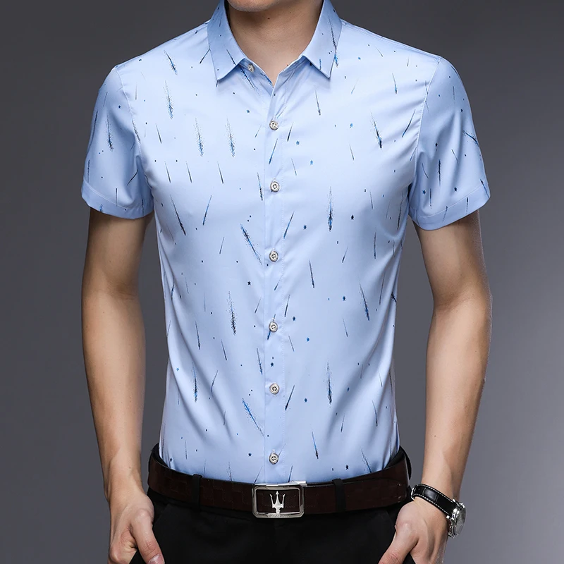 LONGHONGYU 2018 Новая мода печать дизайн китайский стиль Мужская рубашка с коротким рукавом Бизнес Повседневная рубашка мужская Тонкая