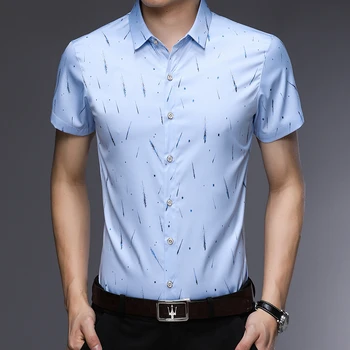 

LONGHONGYU 2018 New Fashion Printing Design Chinese Style Male Short-Sleeved Shirt Business Casual Shirt Men Slim