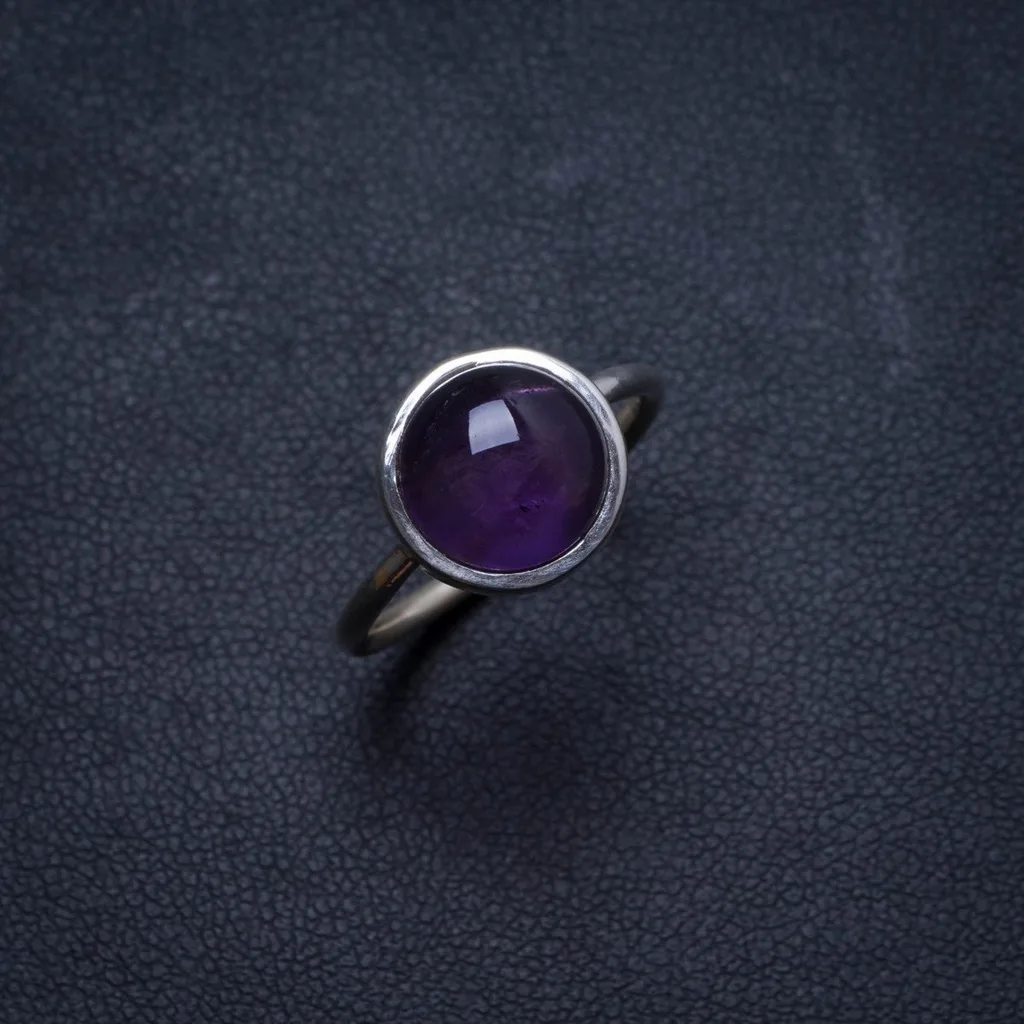 

Natural Amethyst Handmade Unique 925 Sterling Silver Ring, US size 7 X3076