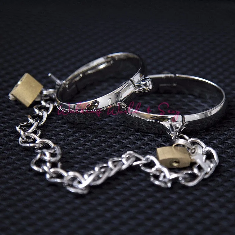 4 Size Stainless Steel Hand Cuffs Ankle Cuffs Sex Toys For Couples Lockable Shackle Fetter Adult Game BDSM Bondage Restraints (3)