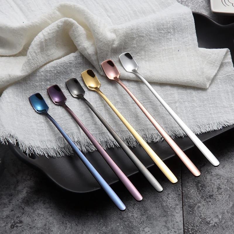 

Elegant Dessert & Coffee Spoons, Long Handle Iced Tea Spoon, 18/8 Stainless Steel Cocktail Stirring Spoons for Mixing