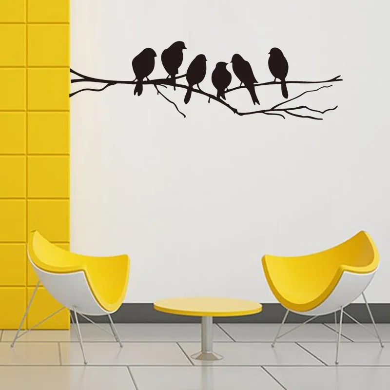 Wall Stickers Black Bird On The Branch Wall Sticker Bedroom Living Room Background Decoration Mural Art Decals Cute Bird Stickers Home Decor