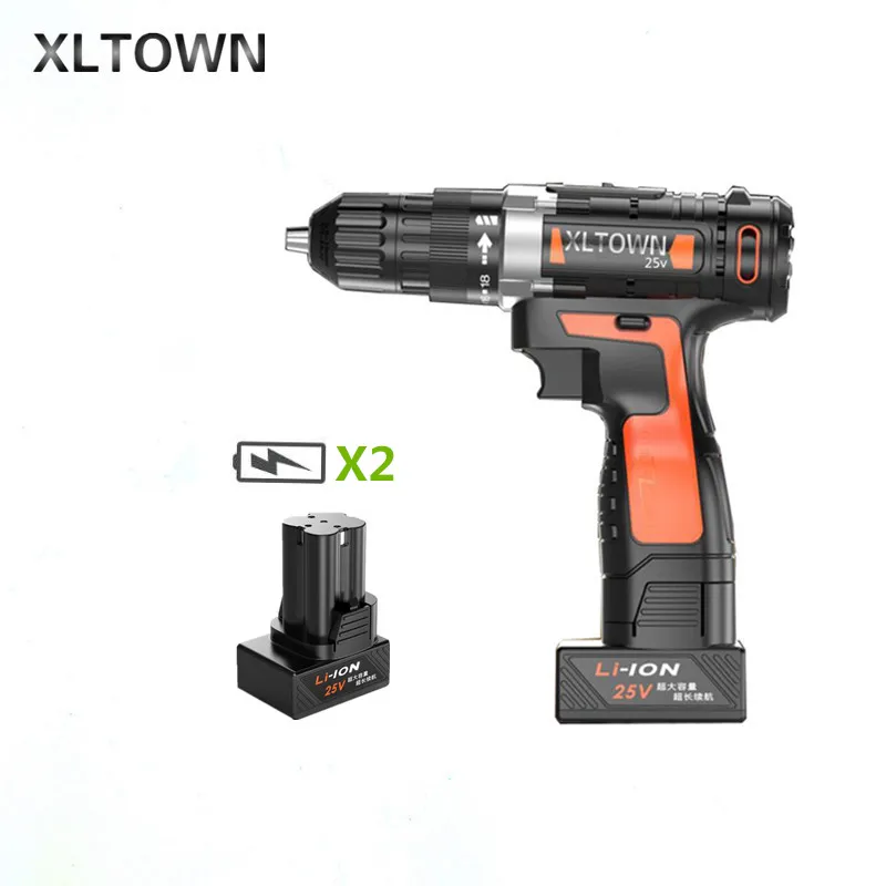 

Xltown 25v two-speed lithium battery electric drill with two battery Cordless electric screwdrivers power tools free shipping