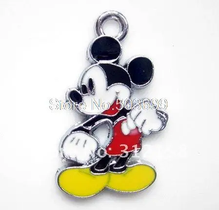 

Ls762 Free Shipping 100Pcs/Lots Alloy Mickey Mouse Enamel Charms 28*17mm